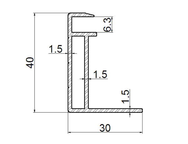 aluminium frame for adhesive tape installed solar panels drawing