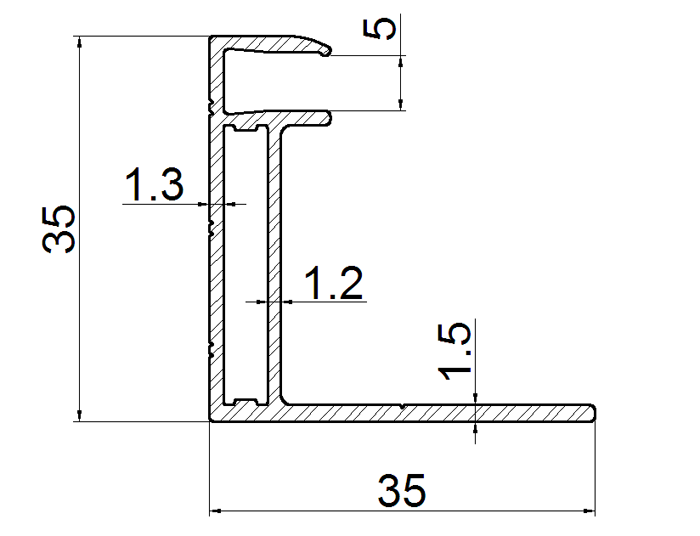 aluminum frame for solar panel 35mm thickness drawing